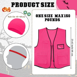 Jeere 2 Pcs Blaze Pink Hunting Vest and Hat Set Hunting Vest Hunting Hat for Adult Hunting Hiking Fishing(Knitted Hat)