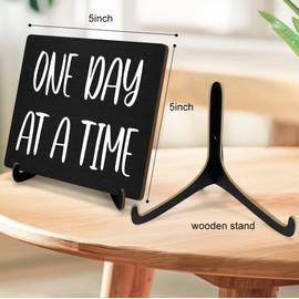 One Day at A Time Wooden Sign 5x5 Inch, Decorative Wood Sign, Motivational Warm Gift for Women, Desk Sign For Home Bedrooom Decor, Desk Sign for Office Decor DMP49