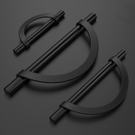 Alzassbg 6 Pack Matt Black Cabinet Pulls, 7-1/2 Inch(192mm) Hole Centers Half Moon Kitchen Hardware Cabinet Handles for Cabinets AL3902MB