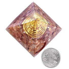 KYEYGWO Carnelian Energy Pyramid Gemstone with Gold Wire, Reiki Crystal Pyramid Healing Stone for Chakra Healing, Meditation and Home Decoration