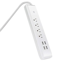 Feit Electric POWERSTRIP/WIFI Work with Alexa and Google Home, Feit App, No hub required, Remote Control From Anywhere, 4 Grounded Sockets 15 Amp, 4 USB ports, Indoor Smart Power Strip, White