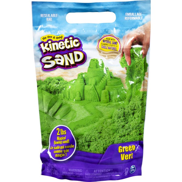 Kinetic Sand The Original Moldable Sensory Play Sand, Green, 2 Pounds