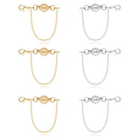 8 Pieces Magnetic Bracelet Clasps,Magnetic Bracelet Clasps and Closures with Lobster Clasp and Safety Chain,Anti-Loss Magnetic Clasps for Necklaces (Gold,Silver)