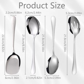 4 Pcs Stainless Steel Serving Spoons，4 Styles of Serving Spoons Large，Multi-Purpose Use of Family Spoons，Cooking Spoon Kitchen Tool for Serving Kitchen Cooking