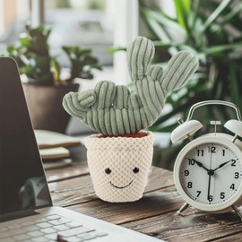 Apricot Lamb Soft Cactus Plant Plush Toy, Stuffed Green Pot, Kawaii Plushie for Kids(12 inches)