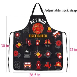 ENSIANTH Firefighter Cooking Aprons for Men Women Retired Firefighter Gifts Fireman Gifts Kitchen Chef BBQ Grill Apron with Pockets (firefighter apron)