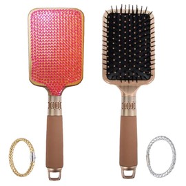 Hair Brush with Stars, Rhinestones, Pink, Smooth, Detangling with Shine, Ultra Light, Non-Slip Handle, Royal Silk, Organic Treatment 15ml