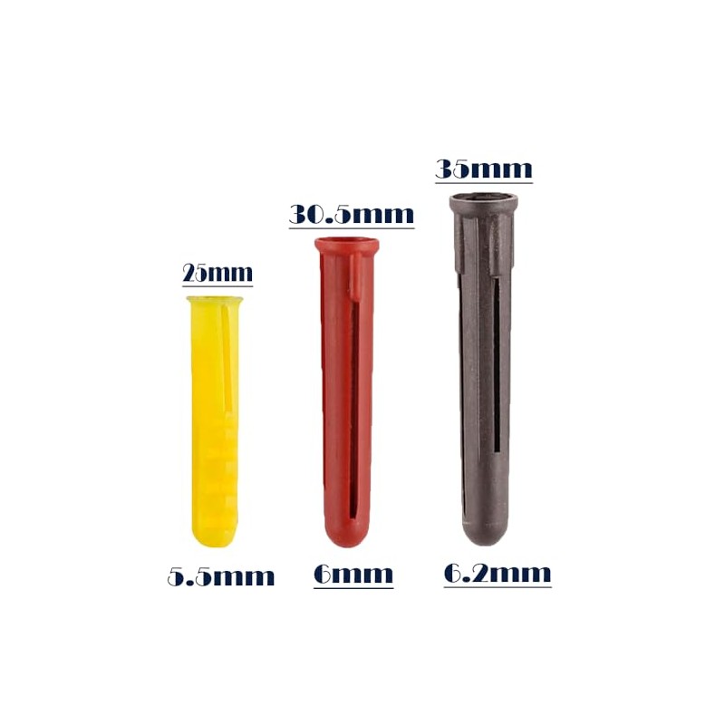UKCable-Ties 400x Assorted Wall Plugs Heavy Duty Fixings. Red, Yellow