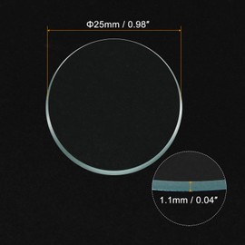 sourcing map Round Flat Watch Crystal Lens Glass Replacement Part for Watchmakers Repair 25 mm Clear Pack of 6