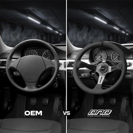 DND Performance Interior's Suede Race Wheel with Black Stitching / 350mm Diameter and 75mm Depth / 6x70mm Bolt Pattern/Suede Racing Steering Wheel with Horn Button Included
