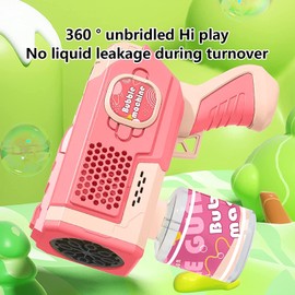Lcenno Bubble Gun for Kids Bubble Machine for Boys Girls Toddlers Automatic Blower Toys Summer Electric Blaster Bath Bubbles Maker for Ages 3 4 5 6 7 8 Outdoor Party Birthday Gift (Pink)