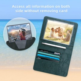 WALNEW Passport Holder for Travel, RFID Passport Cover Wallet for Women Men, PU Leather Passport Book Case with Pen Holder and Clear Photo Slot, Dark Green