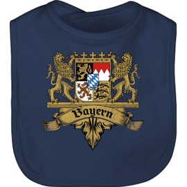 Shirtracer - Baby Bib - Compatible with Oktoberfest Outfit - Bavaria Crest Bavaria Free State of Bavaria, 1 Navy Blue