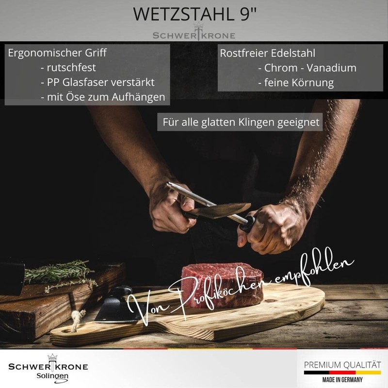 Schwertkrone Sharpening Steel for Professionals Made in Germany from Solingen