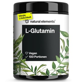 natural elements L-Glutamine Powder, 500 g, Pure L-Glutamine, Tasteless, Vegan, High Dosage, No Additives, Developed in Germany
