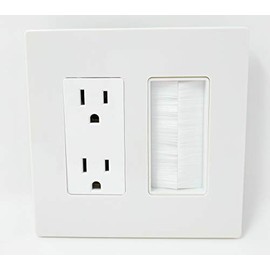 RiteAV - 2 Gang 15A Outlet Mesh-Brush Screwless Decorative Wall Plate White