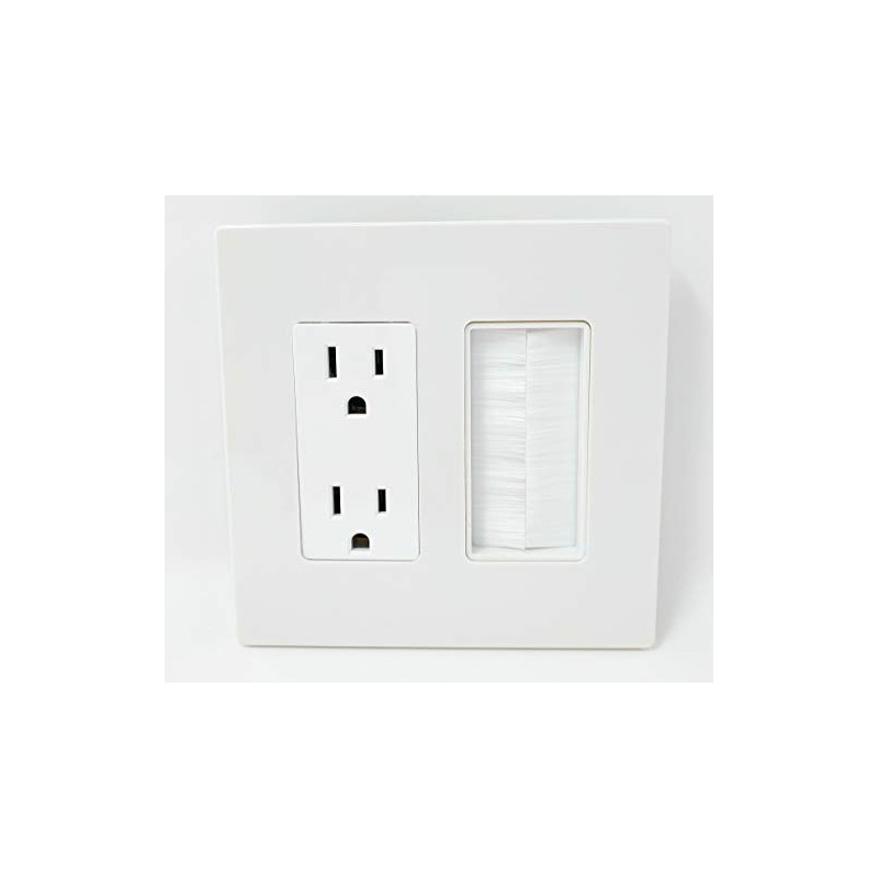 RiteAV - 2 Gang 15A Outlet Mesh-Brush Screwless Decorative Wall
