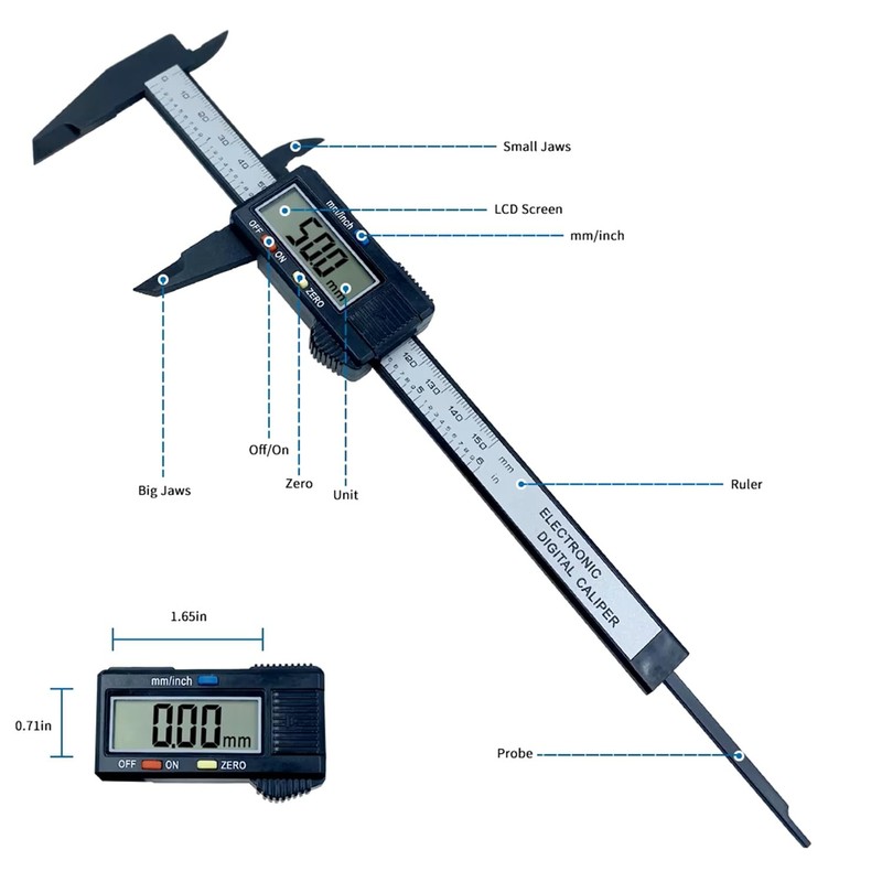 AYMBH Digital Vernier Caliper 6-Inch, Precision Electronic Micrometer with Large