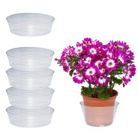 Curtis Wagner Plastics Plant Tray Basket Liner (5-Pack) - Clear, Deep (Diameter: 10.37" Base, 12" Top, 3.62" Depth) Thin Plastic Liners for Planters for Indoor/Outdoor Plant Pots