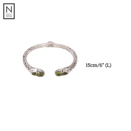 NOVICA Artisan Handmade Peridot Cuff Bracelet Elephant Motif from Bali Sterling Silver Indonesia Gemstone [6 in L (end to End) x 0.4 in W] ' Elephant' S Treasure'