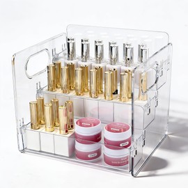 BQAN 3-Tier Clear Acrylic Nail Polish Organizer Rack with Built-in Handles