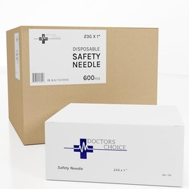 Safety Needle (23G x 1 inch) - Individually Wrapped Case Pack of 600