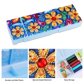 VETPW 5D DIY Diamond Painting Pencil Case, DIY Specially Shaped Diamond Pasted Painting Rhinestone Plastic Storage Box with 2 Grids for Student Office School Supplies