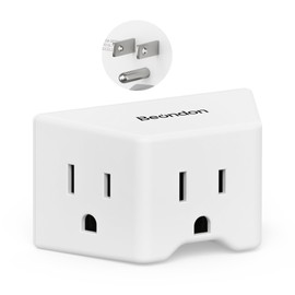 BEONDON Angled Outlet Extender, 3 Way Outlet Splitter, Plug Expander with 3 Outlets for Bathroom Kitchen Hostel Dorm, White, 1 Pack