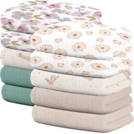 Wimist 10 Pack Baby Washcloths, Baby Muslin Washcloths, Baby Wash Cloths Face Cloths, Suitable for Newborns, Children, 10 x 10 inches (M)