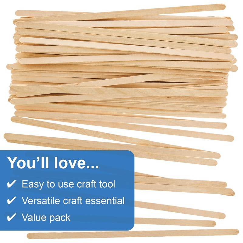 Baker Ross FN235 Slimline Wooden Craft Sticks - Pack of