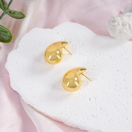 Tiny Gold Hoops Earrings Gold Plated Small Hoop Earrings Dainty Minimalist Geometric Huggie Earrings Boho Beach Simple Hypoallergenic Fashion Jewelry Gift For Her (Teardrop Earring)