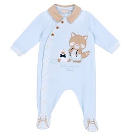 Chicco, Baby Boys Soft Warm Fabric Footed Teddy Bear Jumpsuit, lightblue