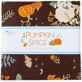 Pumpkin Spice Riley Blake 5-inch Stacker, 42 Precut Fabric Quilt Squares by Simple Simon & Company, Assorted