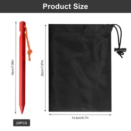 prota Tent Pegs, Pack of 20 18 cm Tent Pegs, Aluminium Alloy, Camping Pegs with Rope, Camping Tent Pegs, Tent Pegs, Storm Proof Pegs for Camping, Garden, Tent, Awning