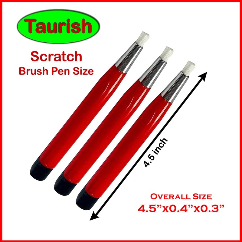TAURISH Fiberglass Scratch Brush Pen 3 Pack Jewelry Watch Coin