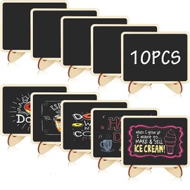 Mini Chalkboard Signs,10 Pack Framed Small Chalkboard Labels Kitchen Note Reminder Wood Message Boards Signs with Easel Stand for Weddings, Birthday Parties, Message Board Signs and Event Decorations
