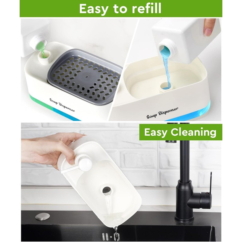 LINZOM Hand and Dish Soap Dispenser Set for Kitchen Dual