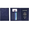 Genuine Cowhide Leather Navy Blue RFID-Blocking Passport Cover Case Holder