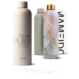 MAMEIDO Stainless Steel Drinking Bottle, 750 ml, 500 ml & 1 Litre, Leak-Proof Thermos Flask, Suitable for Carbonated Drinks, BPA-Free, Insulated Flask for 12 Hours Hot & 24 Hours Cold (Striving Me,