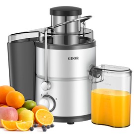 GDOR 800W Juicer Machine, 3” Wide Feed Chute, Dual-Speed Centrifugal Juicer for Fruits & Vegetables, Anti-Drip Function, BPA-Free, Easy to Clean with Brush, White