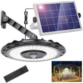 ropelux Solar Lights Indoor Outdoor, 3000LM Dimmable 5 Modes (2 for All Day Lighting) Motion Sensor Solar Shed Light with Remote IP65 Waterproof for Barn Gazebo Yard Garage Patio Security Lighting