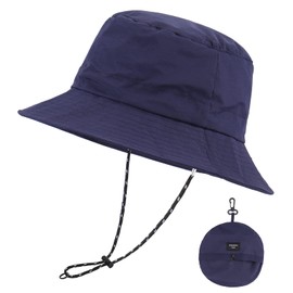 Sombrero de sol para hombres y mujeres, ala ancha UPF 50+, sombrero de pesca y cubeta, impermeable, plegable, para playa, senderismo, camping, safari, Azul marino, Talla única