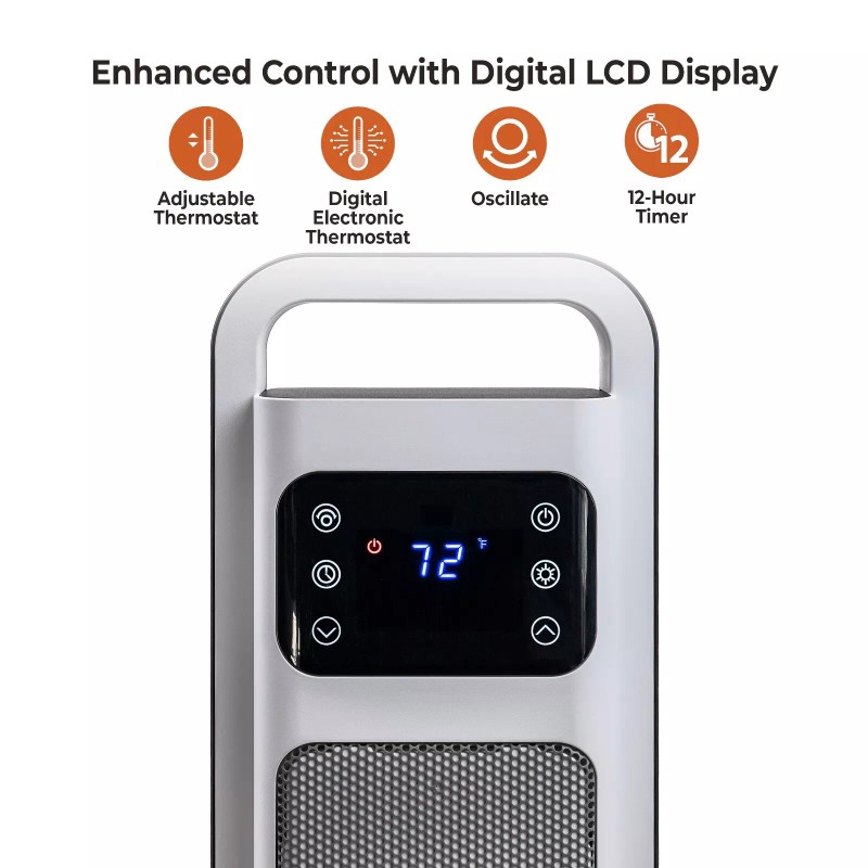 Comfort Zone 26" Oscillating Digital Tower Heater with Remote Control,