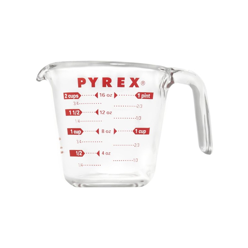 Pyrex Prepware 6001075 Measuring Cup, Red Graphics, Clear