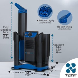 KeepDry Forced Heat Boot Dryer - Heavy Duty Shoe Dryer with Heat Switch & Timer - Quickly Dry Garments - Collapsible Drying Tubes