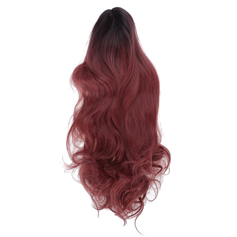 Women's Wig Long Pink Wavy Synthetic Hair Heat Resistant Cosplay