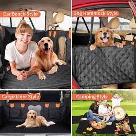 Back Seat Extender for Dogs,Dog Car Seat Cover Hard Bottom Holds 330 lbs,Waterproof Dog Hammock for Car Pet Backseat Protector with Mesh Window,Large Space Dog Travel Bed for Vehicles