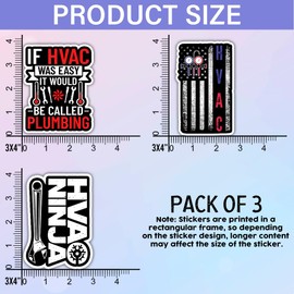 SODAVA [3Pcs, 3"x4"] HVAC Technician Sticker – Funny Vinyl Decal for Heating Ventilation Air Conditioning Pros – for HVAC Techs, Mechanics, Engineers – Toolbox, Laptop, Cooler, Hard Hat Decoration