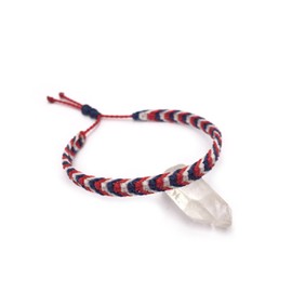 Navy Blue White Red Macrame Braided Bracelet with Waxed Thread Handmade in France Adjustable Unisex and Water Resistant Width 6 mm Colour USA/USA/UK Flag Ref#3PP8, Ajustable, Waxed Rope, No Gemstone