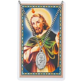 St Jude Prayer Card Set Catholic Saint Christian Pendant Medal